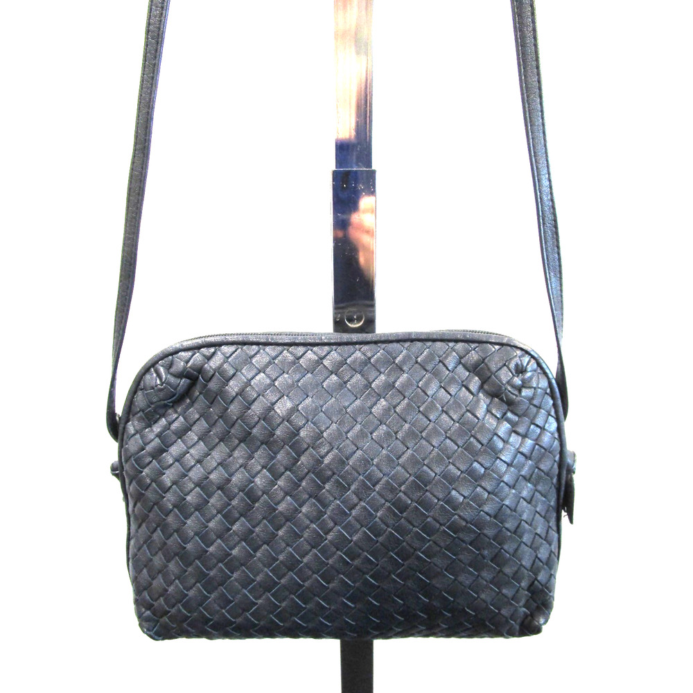 VTG Ganson Small Navy Blue Woven Leather Crossbody Shoulder Bag